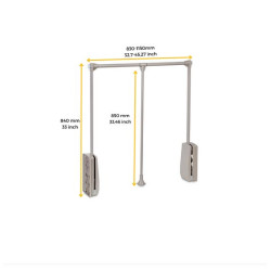 Saliscendi per armadio, colore nero, largo da 83 a 115, portata 12 kg