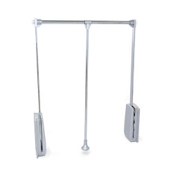 Saliscendi per armadio, colore grigio chiaro-cromo, largo da 83 a 115, portata 12 kg
