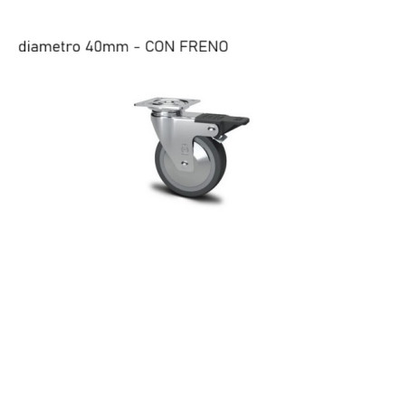Ruota antitraccia con FRENO, altezza 56mm, portata 15DaN