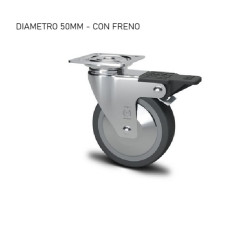 Ruota antitraccia CON FRENO, altezza 66mm, portata 20DaN