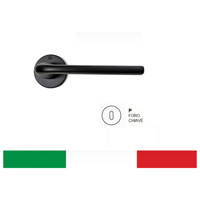 Maniglia da porta TOY con copritoppa Patent, NERO OPACO