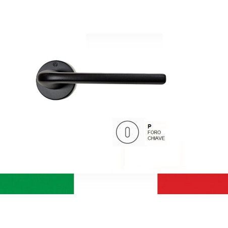 Maniglia da porta TOY con copritoppa Patent, NERO OPACO