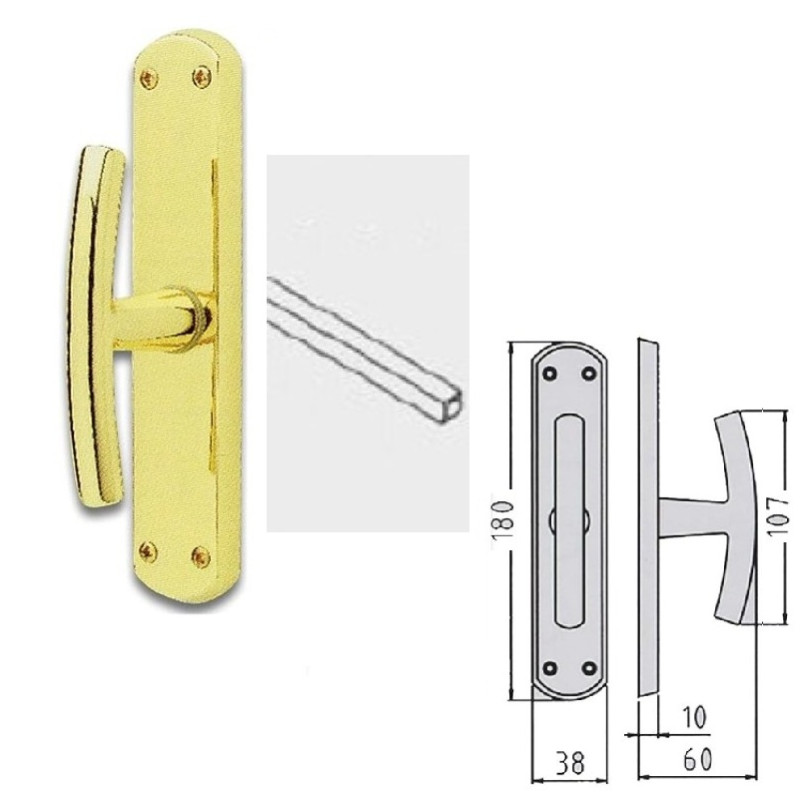 Maniglia per finestra Milena in ottone ORO LUCIDO, con quadro 7