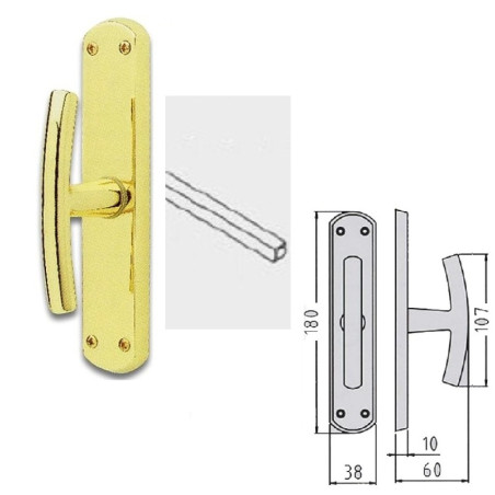 Maniglia per finestra Milena in ottone ORO LUCIDO, con quadro 7