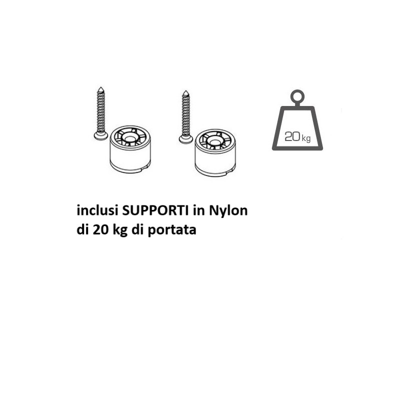 Tubo estensibile per armadio cm 68-110 con supporti, colore CROMO