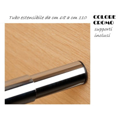Tubo estensibile per armadio cm 68-110 con supporti, colore CROMO