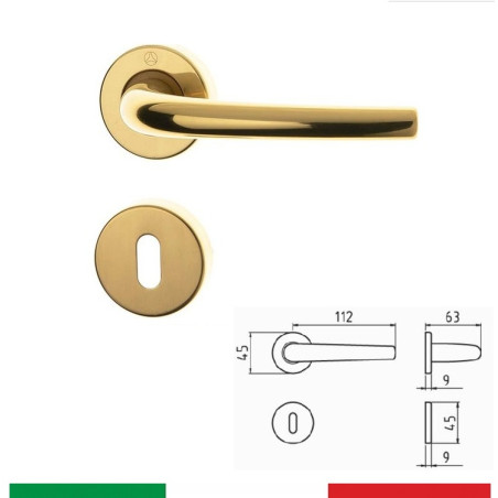 Maniglia da porta Milena, in ottone, colore oro lucido, bocchette patent (per cilindro), cromo lucido