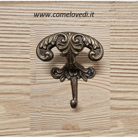 Gancio appendiabiti da parete in metallo, articolo 80, bronzo