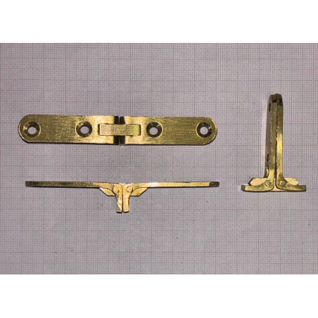 Cerniera a snodo con fermo per ribalta ottone mm 12x90 per mobile, tavolo
