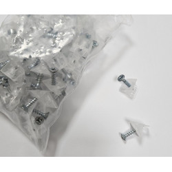 Fermaschiena triangolare per armadi, plastica TRASPARENTE, vite premontata, 20 pezzi