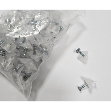Fermaschiena triangolare per armadi, plastica TRASPARENTE, vite premontata, 20 pezzi