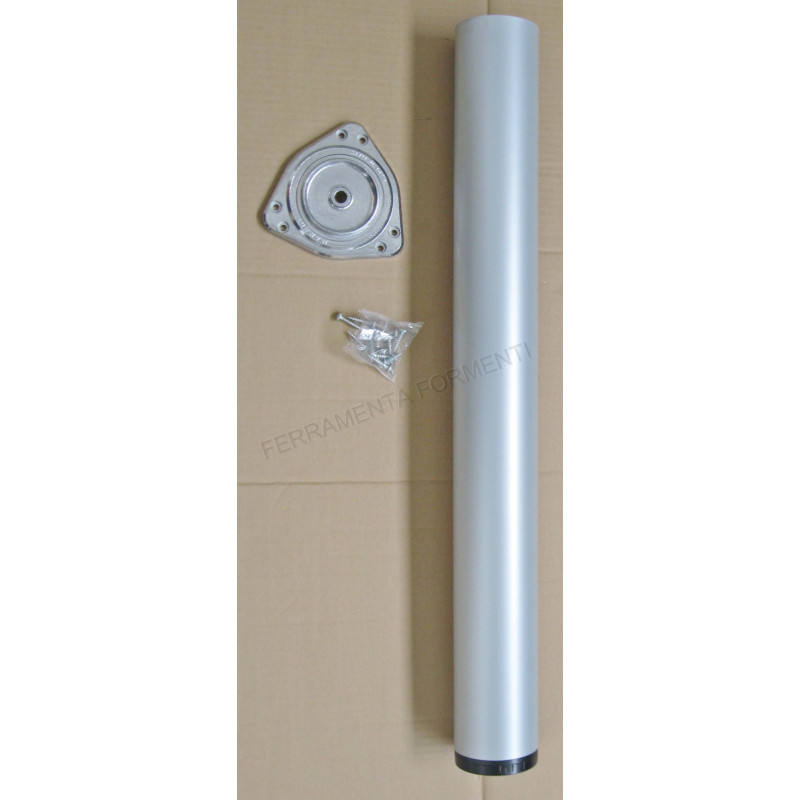 Gamba per tavolo o penisola, diametro 8cm, altezza 87cm, colore GRIGIO ALLUMINIO