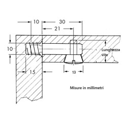 Giunzione per mobili e pannelli BMD Mascheroni, perno 37mm, vite d.13 x 15mm, ORO