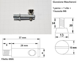 Giunzione per mobili e pannelli BMD Mascheroni, perno 37mm, vite d.13 x 20mm, ZINCATO