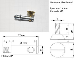 Giunzione per mobili e pannelli BMD Mascheroni, perno 37mm, vite d.18 x 20mm, ORO