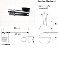 Giunzione per mobili e pannelli BMD Mascheroni, perno 37mm, vite d.18 x 15mm, BRONZO