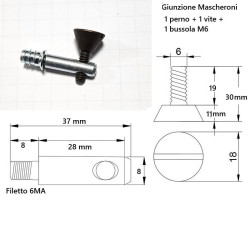 Giunzione per mobili e pannelli BMD Mascheroni, perno 37mm, vite d.18 x 30mm, BRONZO