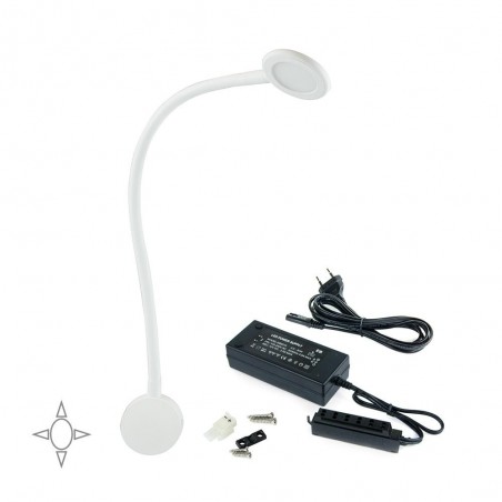 Lampada applique Kuma con braccio flessibile, 2 porte USB e convertitore di tensione costante - Emuca